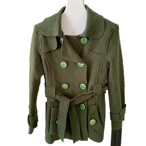Green Wool Double Breasted Coat